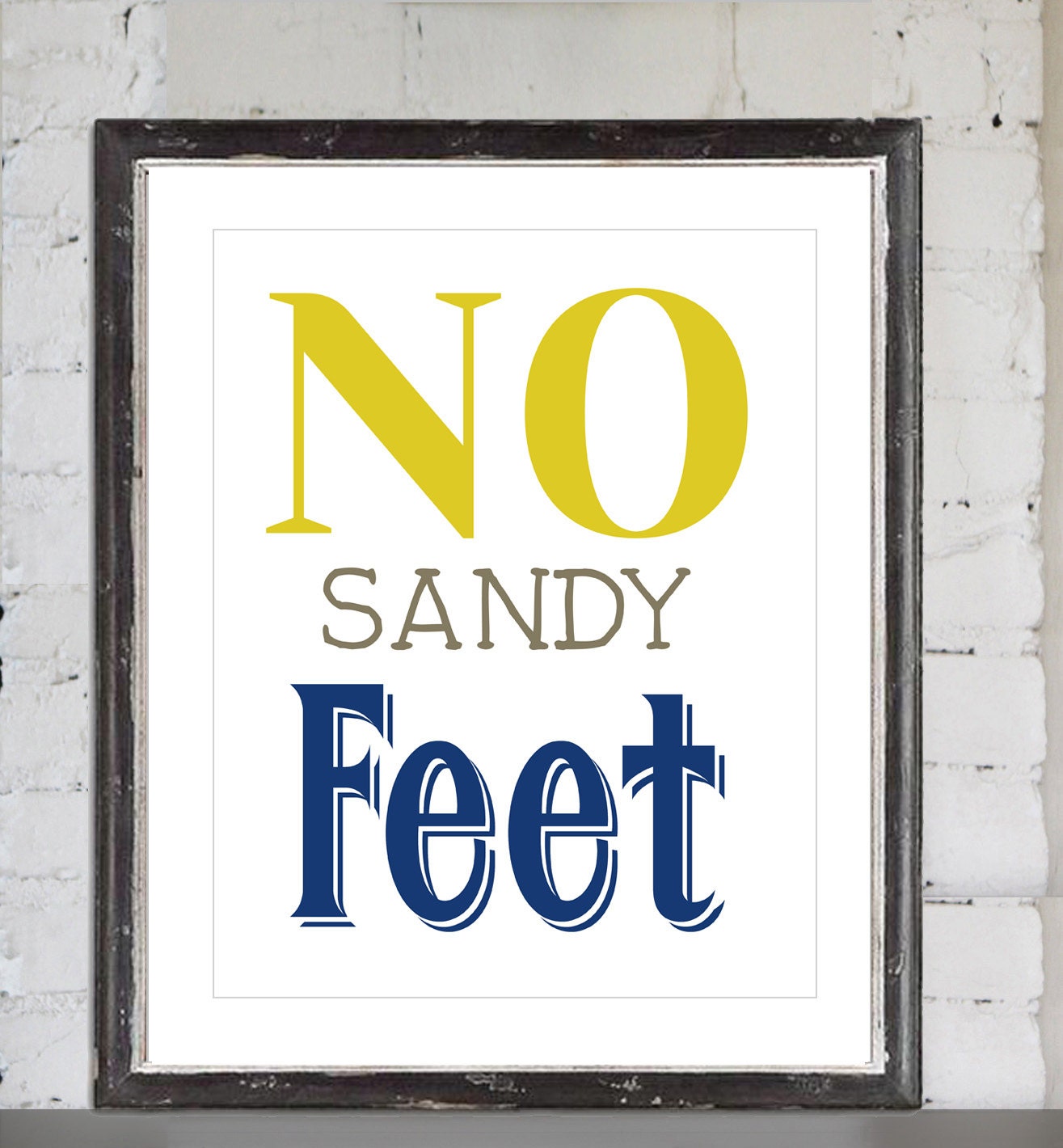 Yellow Blue Cottage Print, Sassy Beach House Rules 11X14 No Sandy Feet, Typography Cottage Decor, Nursery Art, Nautical Decor, HOUSE WARMING