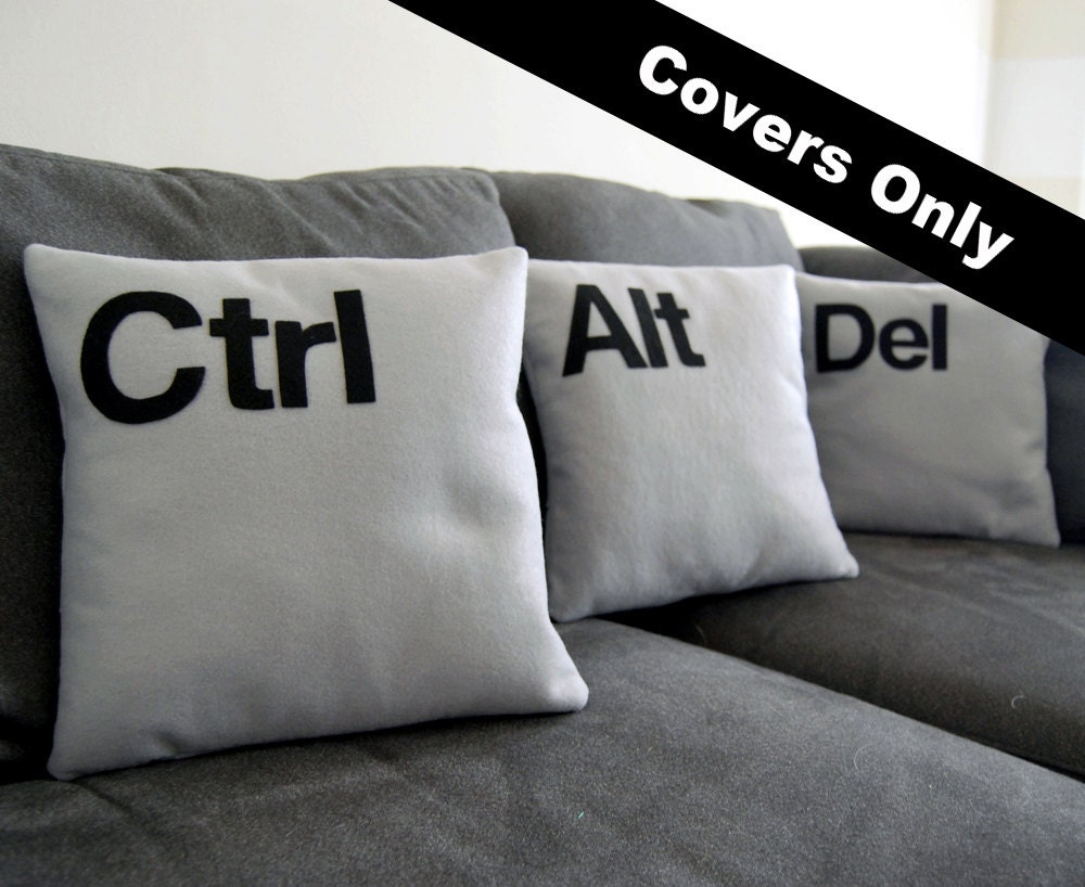 Ctrl - Alt - Del Three Pillow Set- COVERS ONLY As seen on CBS "Two and a Half Men"