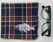 Double Sided Plaid Fish Pocket Square/Handkerchief