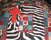 Picture Frame in Black & White Zebra with Red Cross Bling and Trim