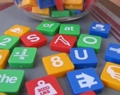 Fantastic Lot of Coloured Letter Number Symbol Game Tiles Like Scrabble for Altered Arts Mixed Media Collage DESTASH