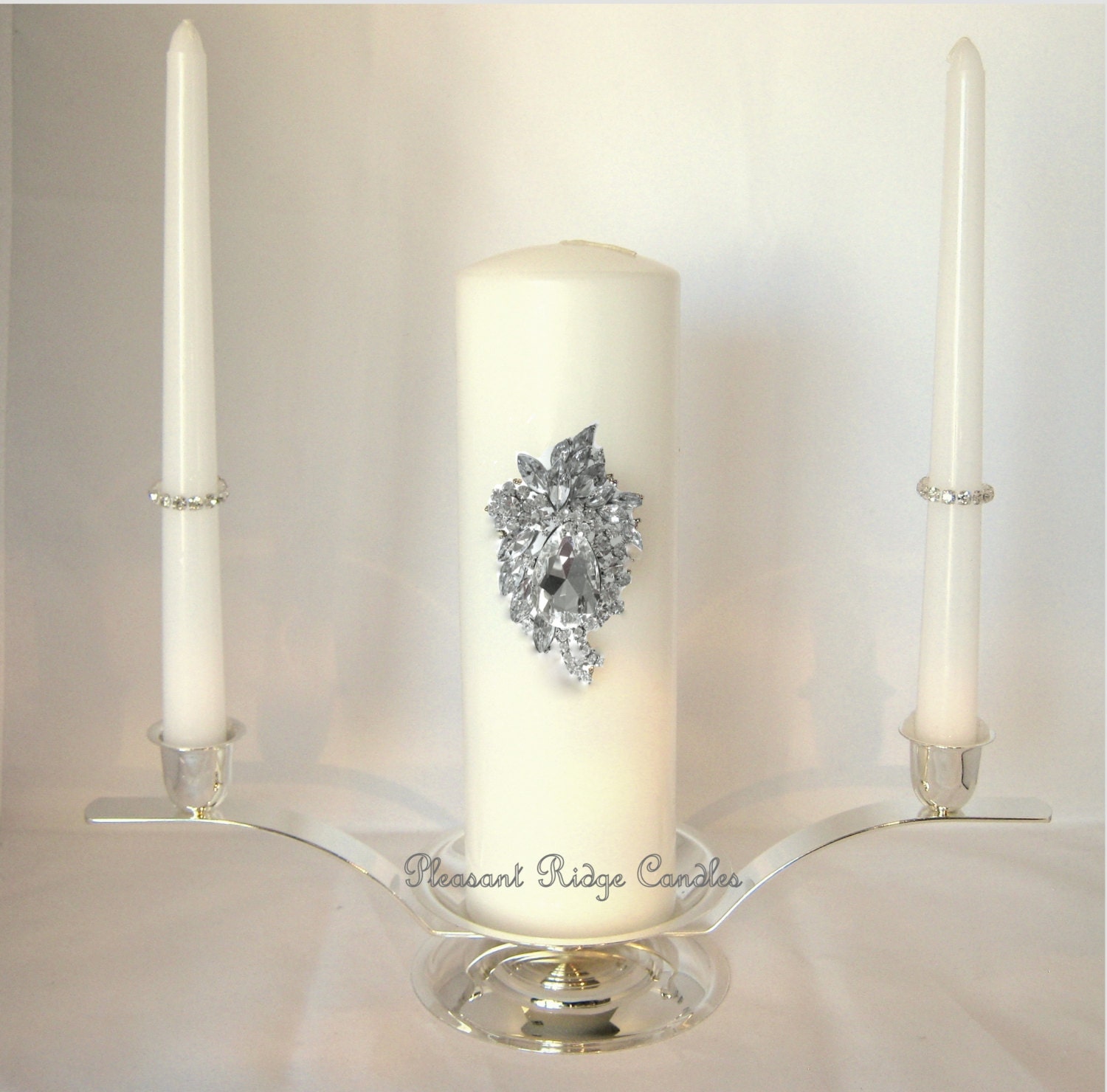 Rhinestone Unity Candle Crystal Swarovski White Wedding Bling