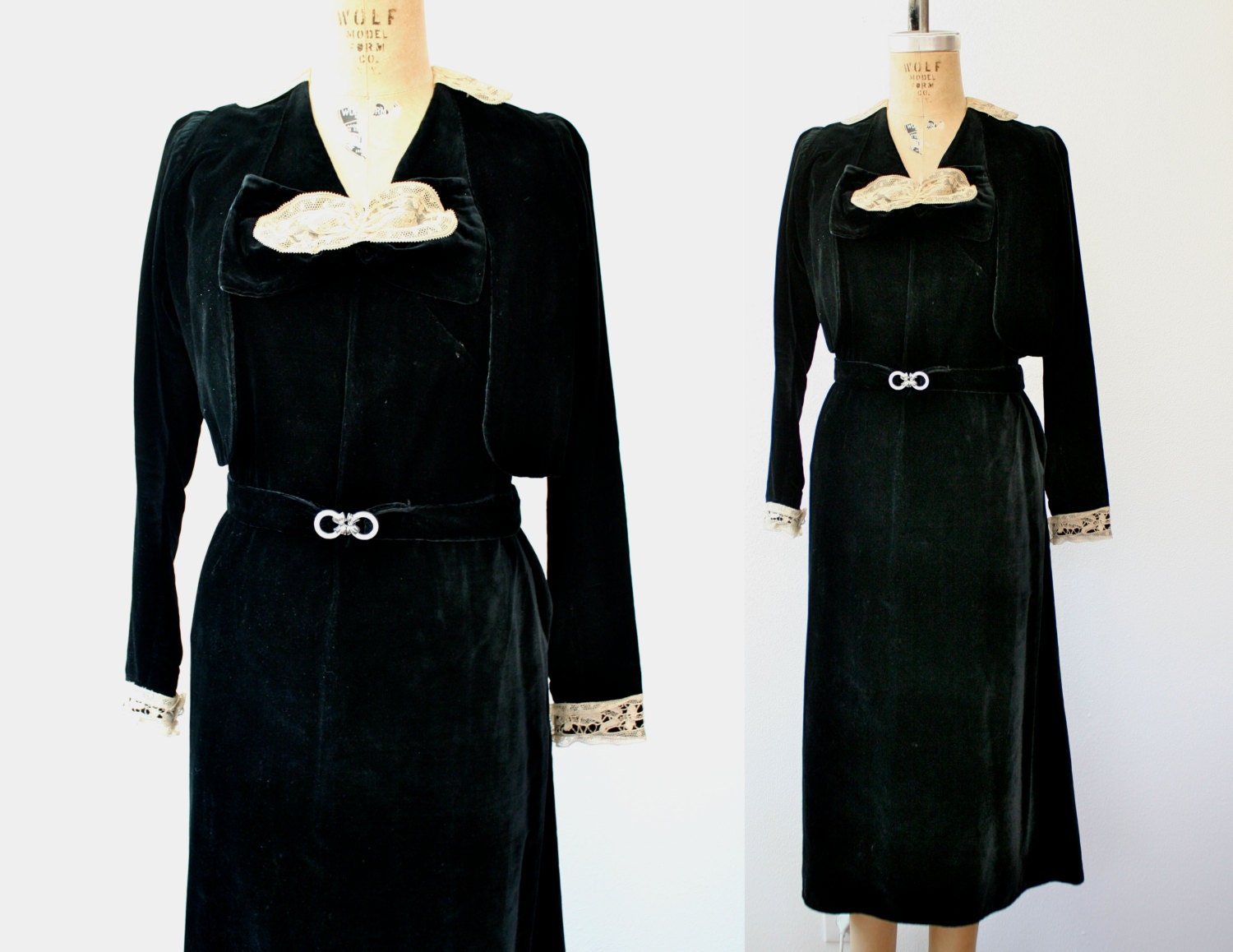1930s dress / 30s velvet dress / Lady Luck dress