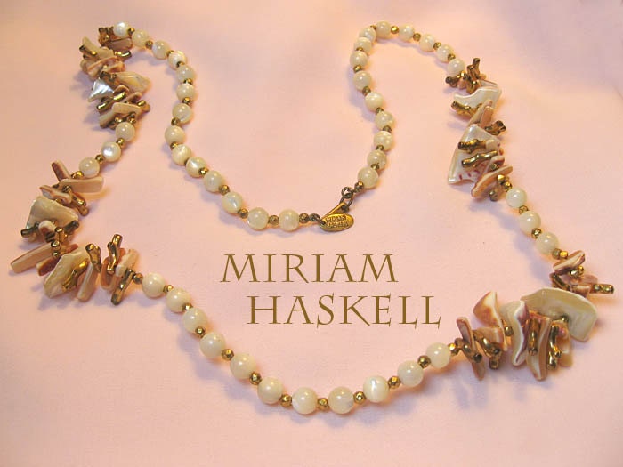 Vintage MIRIAM HASKELL Mother Of Pearl Faux Coral Necklace