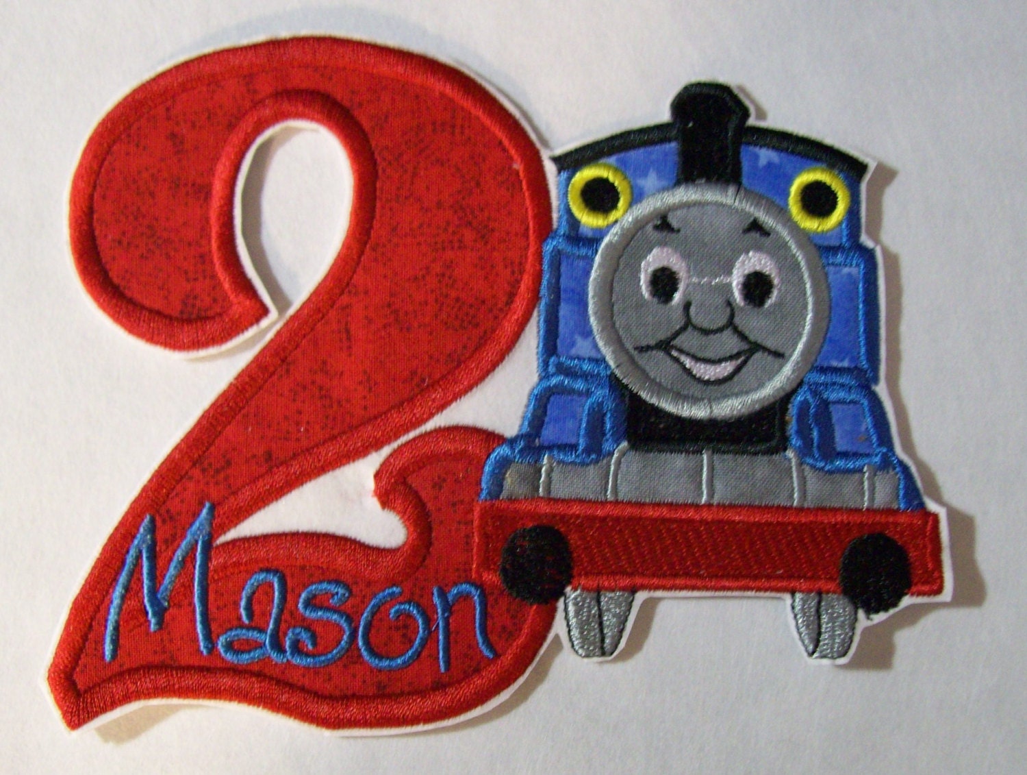 Custom Made Iron On Applique - Birthday Train