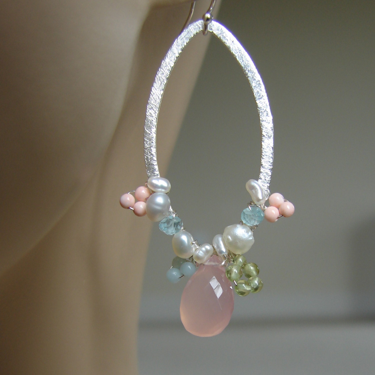 Gemstone Bridal Garland Earrings--Pastels