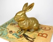 Vintage Brass Animal Rabbit Bunny Hare Woodland Paperweight Bookend Retro Home Decor PeachyChicBoutique on Etsy