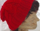 Austin Slouchy Cable Beanie vegan friendly 100% acrylic Crimson