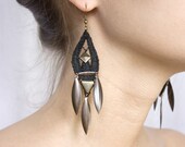 Lace earrings - Nomad - Black with bronze & antiqued copper