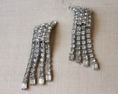 Rhinestone Earrings / Chandelier Earrings / Clear / Clip Backs / Clip Earrings