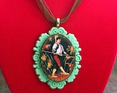 Vintage Circus Theme Wood Pendant Man on Tightrope