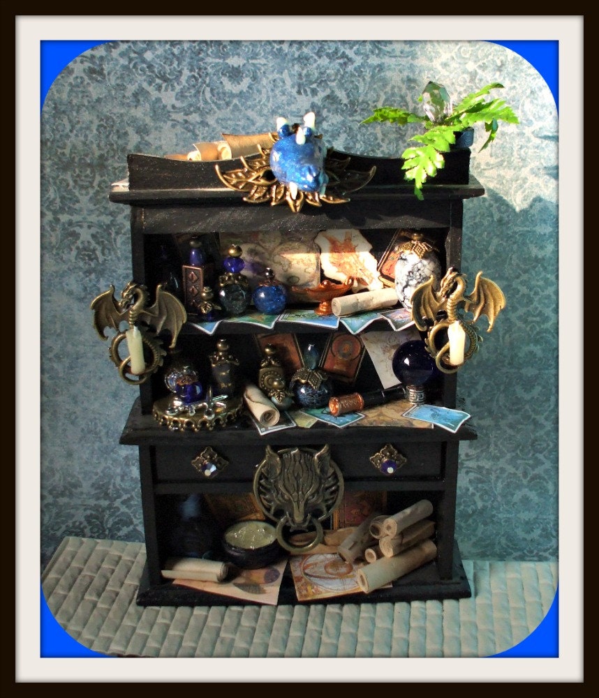 Gothic Witch spell hutch Old as time dollhouse miniature dragon hutch ooak gypsy