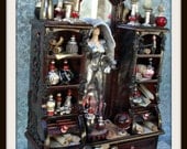 miniature dollhouse Witch emerging from mirror gothic dresser Hutch ooak Halloween
