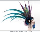 Sex Magic... Huge Feather Headband in Turquoise and Purple