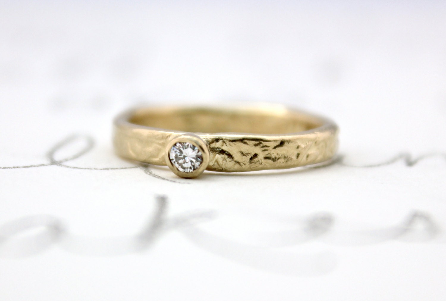 ethical diamond engagement ring . handmade 14k yellow gold engagement or right hand ring . unique engagement ring by peacesofindigo