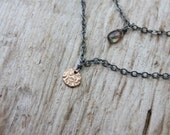 boho layered 14k rose gold charm gemstone necklace . inspirational be charm necklace black sterling silver necklace . eco friendly jewelry