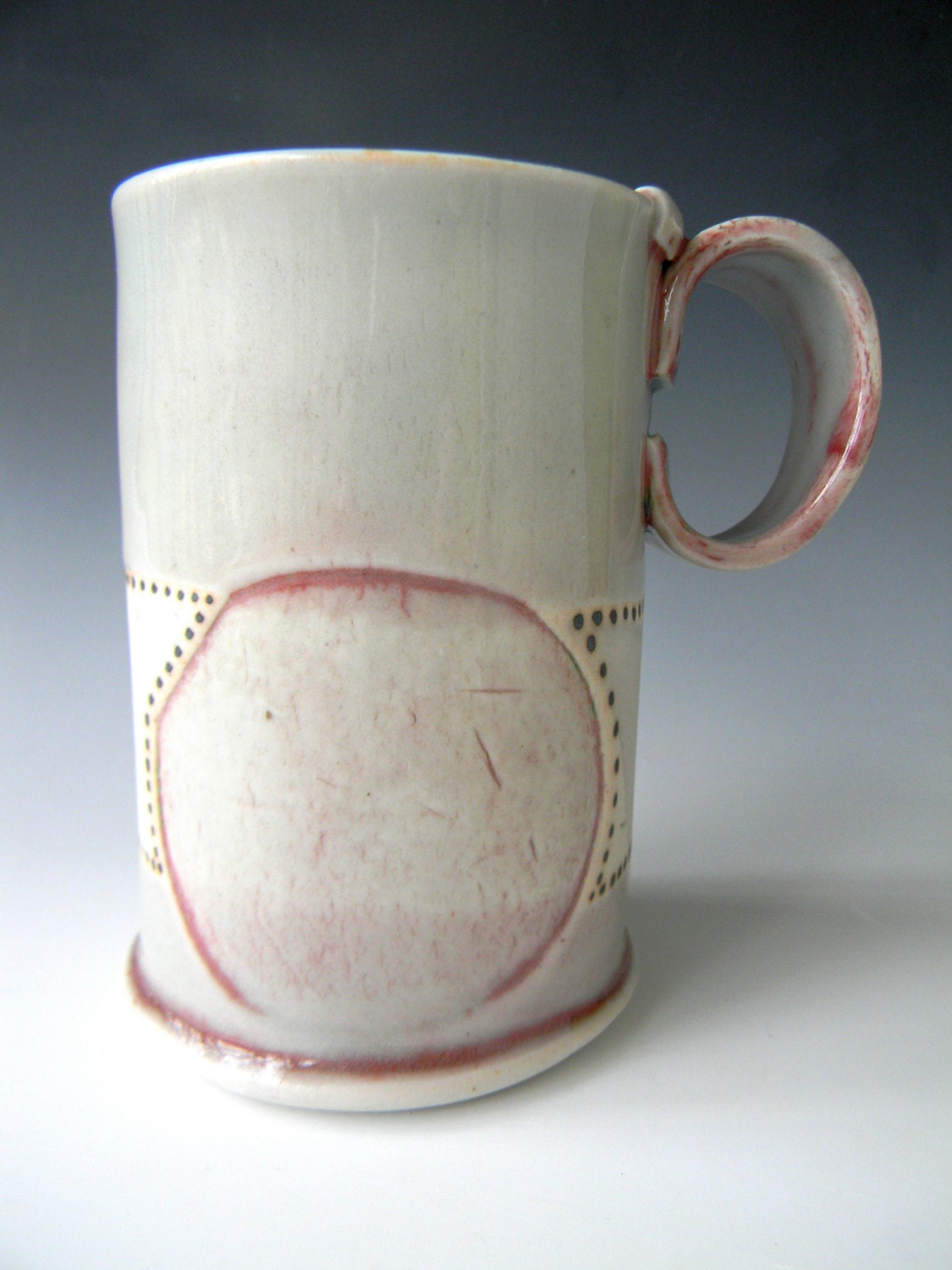 Tall Hand Built Coffee Mug - Circle pattern