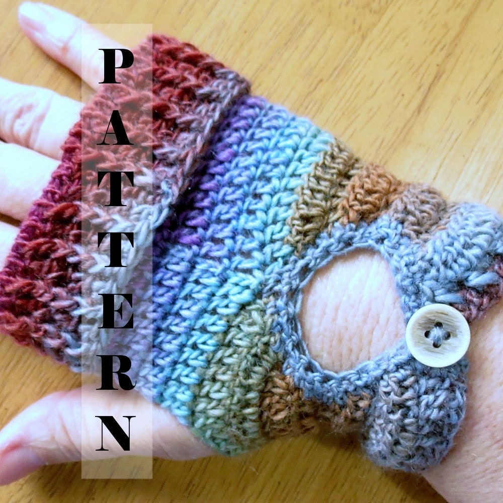 Fingerless Gloves Keyhole Hand Warmers PDF - Crochet Pattern 528  INSTANT DOWNLOAD