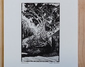 8" x 10" Coupled Trees print - digital copy of original Linocut