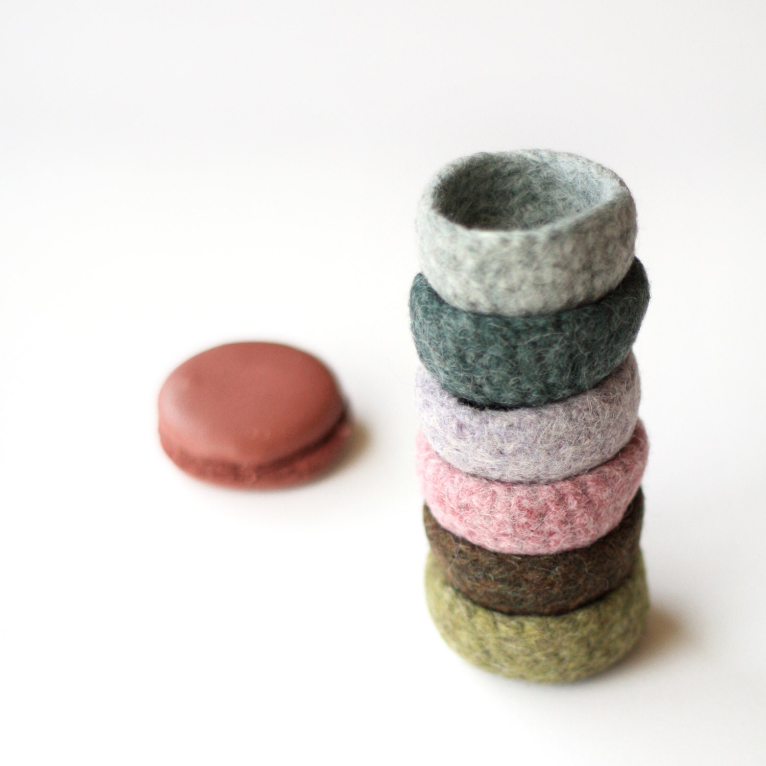 Felted Mini Macaron Bowls - set of 6