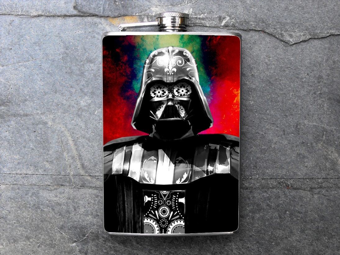 FN418 - Day of the dead Darth Vader  Decorated 8oz. Flask