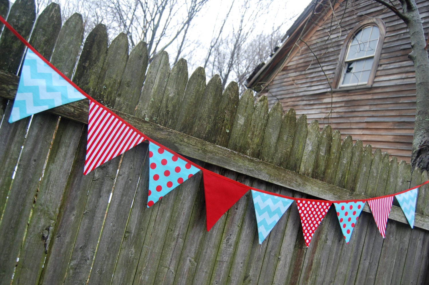 Train Birthday Decoration Banner, Party Bunting Flags, Playroom Decor, Photography Prop, Portrait Backdrop - red, aqua, turquoise fabric