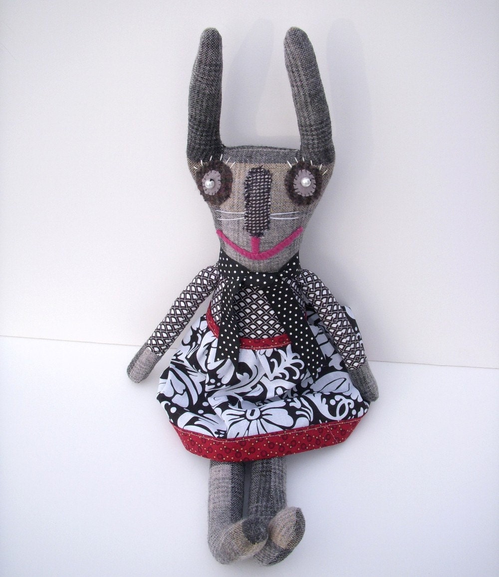 Black and White with a Dash of Red Babs Bunny