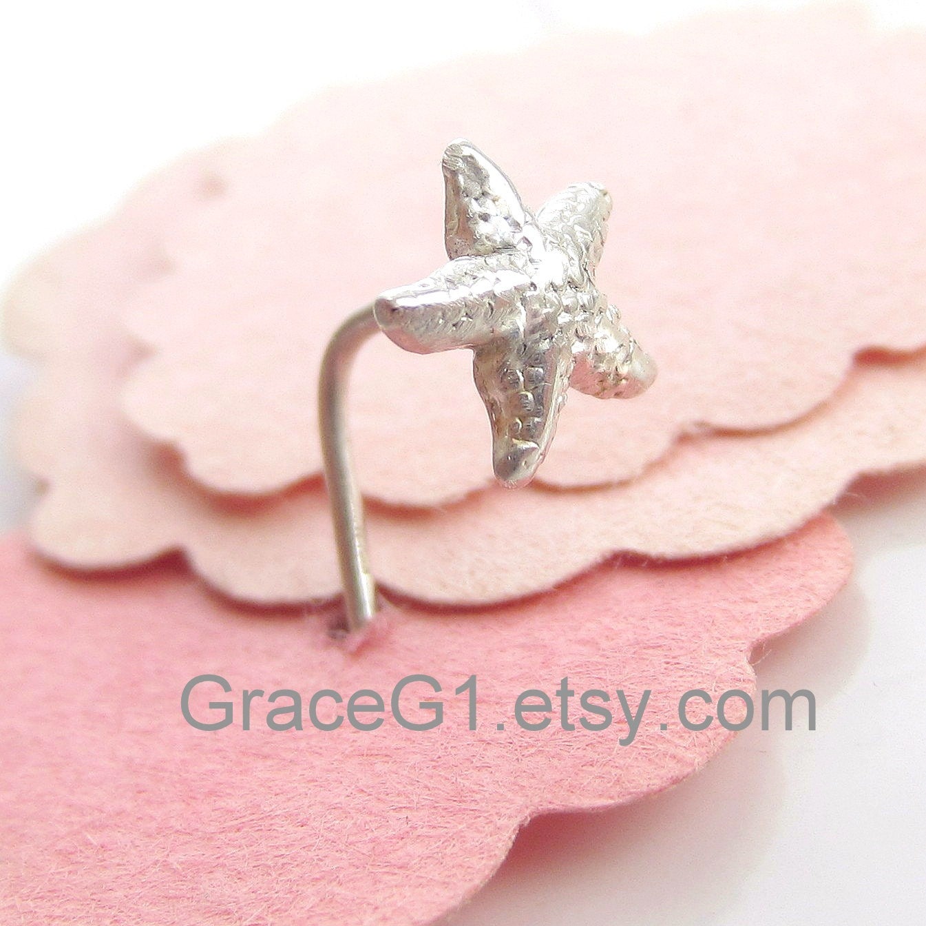 Starfish cartilage earrings helix earrings, tragus earrings, ONE starfish stud choose 20g 18g Shiny or Oxidized