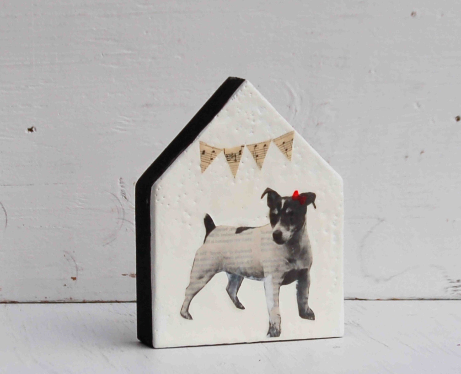 Jackie the Jack Russel Terrier - Dog HOUSE Original Encaustic Mixed Media Painting