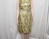 vintage custom made gold satin dress with matching jacket