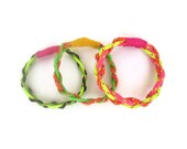 Braided neon rope set of three stacked bracelets