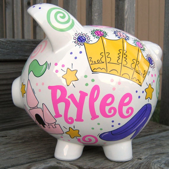 Princess Bright II-Personalized Piggy Bank-Size Large