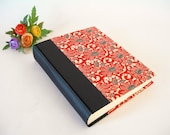 Photo album (8x10) Black silk cloth with red peony Japanese chiyogami