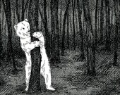 He Was Never Very Good at Night Hide-and-Seek - 8" x 10" Pen and Ink Print