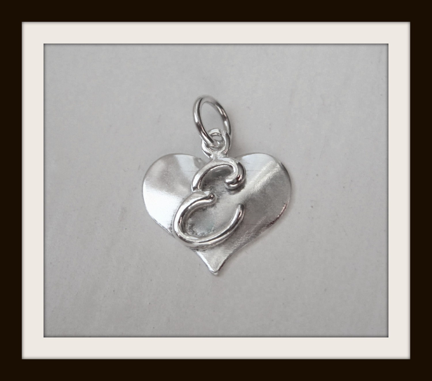 Sterling silver Heart alphabet "E"  Charm