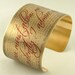 Jane Austen Jewelry Pride and Prejudice Literary Book - Marriage Proposal - Brass Cuff Bracelet in Red