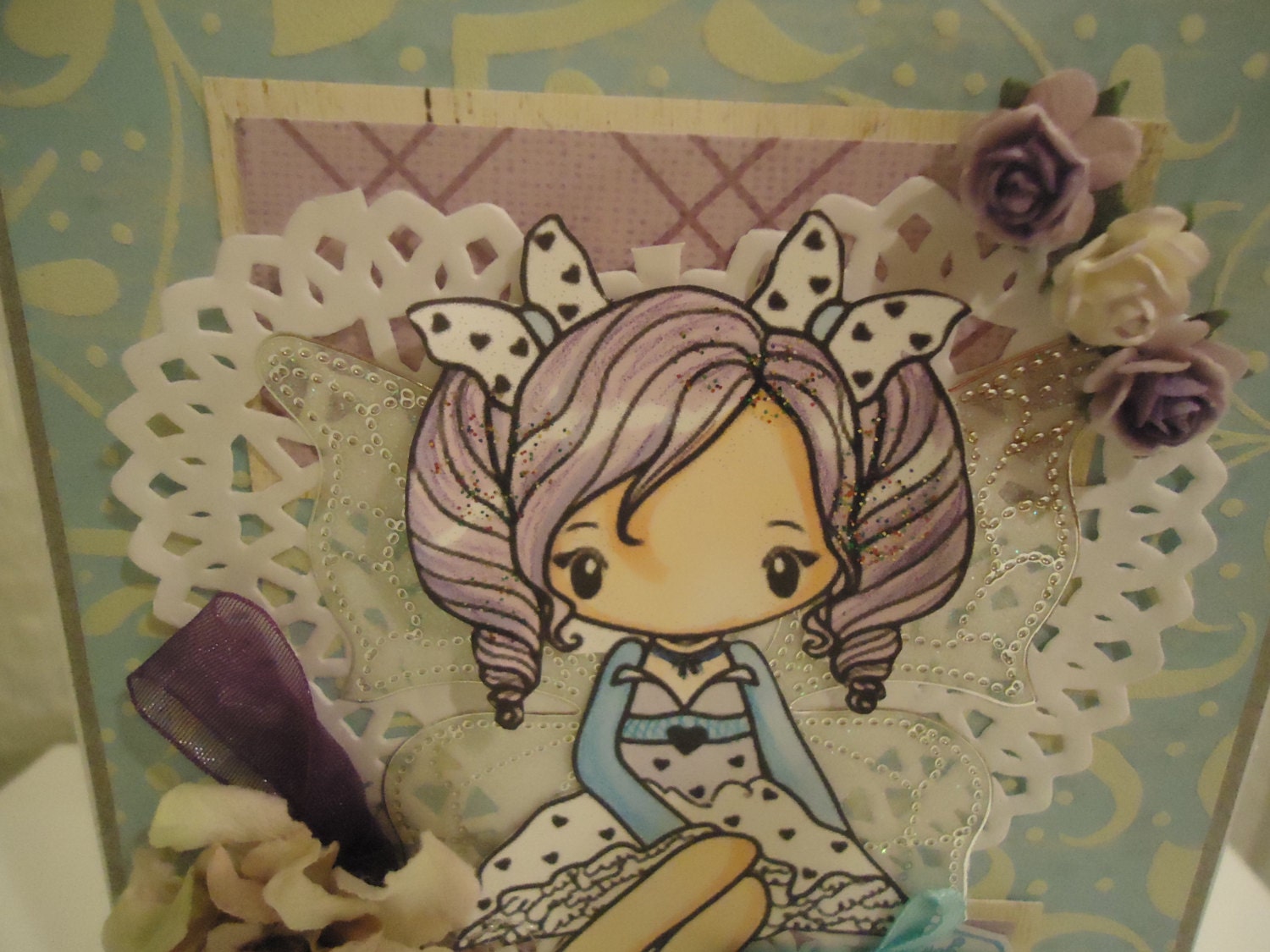 Very pretty thank you handmade paper card fairy the Greeting farm girlie