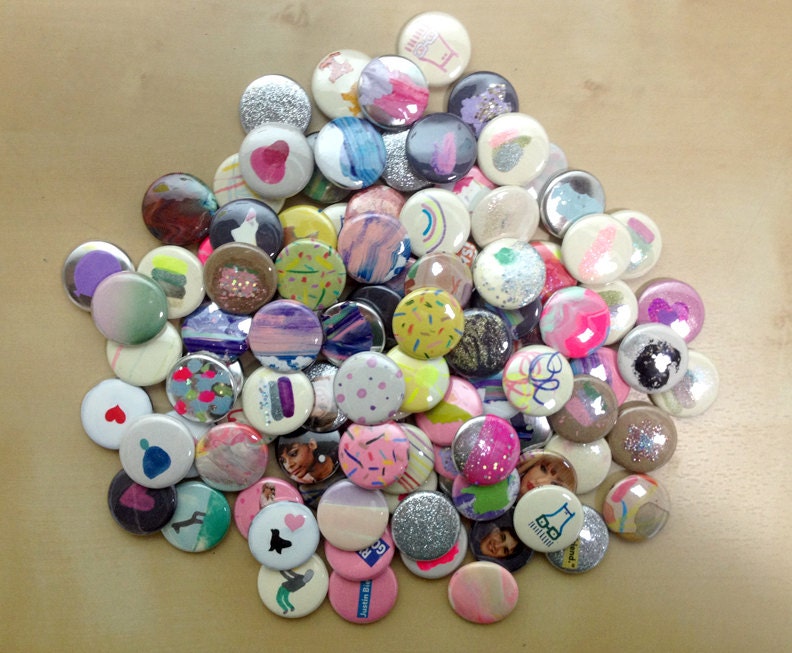 Set of 5 hand painted 1" buttons
