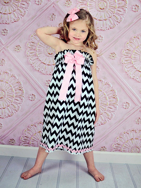 Strapless Toddler Girl Black and White Chevron Dress, Perfect for Summer or a Special Occasion, Sizes 1T 2T 3T or 4T, LDM