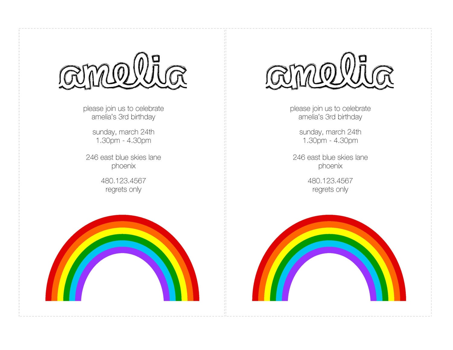 Rainbow Party Invitation - Printable Birthday Party Collection - The TomKat Studio