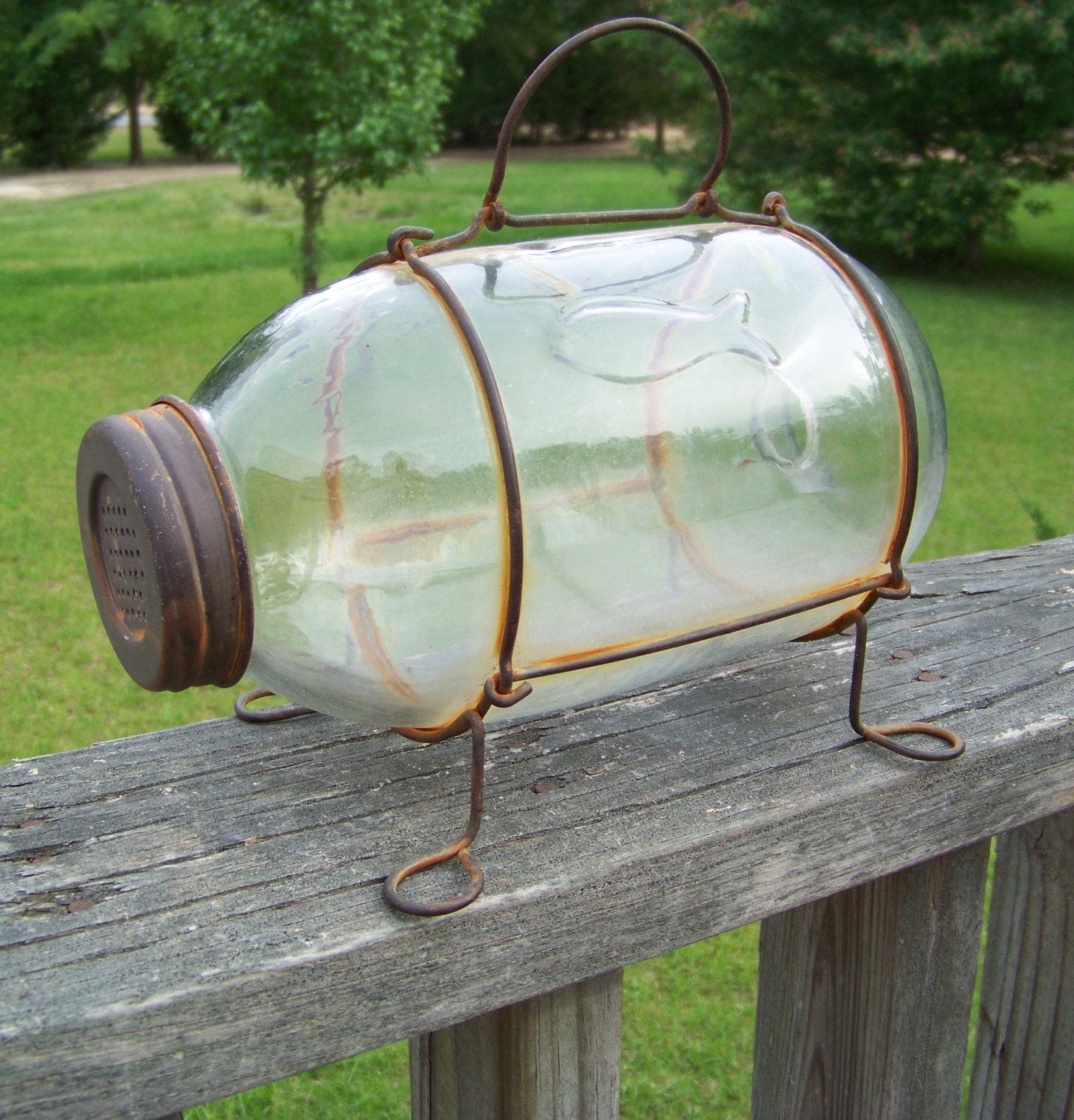 Vintage Glass Minnow Catcher Trap by AlloftheAbove on Etsy
