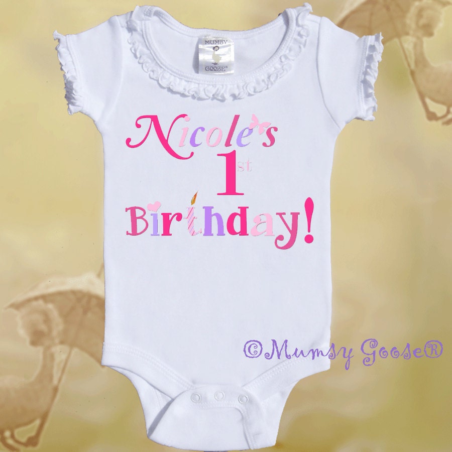 GIrls 1st Birthday Onesie Girl onsie  by Mumsy Goose Birthday Onesie