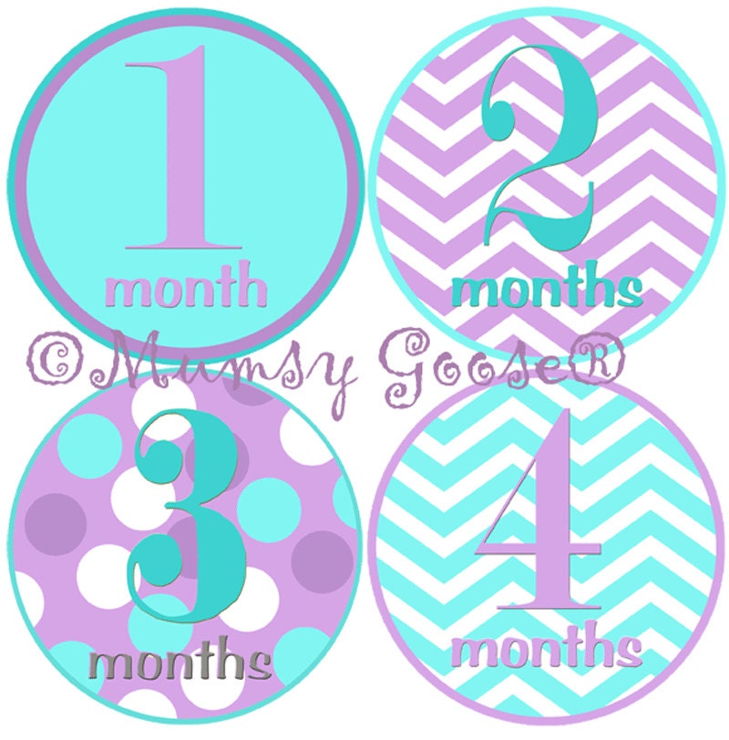 Baby Girl Onesie Stickers Baby Months Stickers Girl Onsies Month Baby stickers Chevron Onsies Lavender