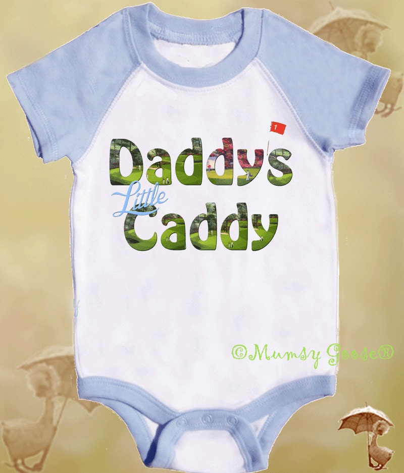Funny Boy Onesie Golf Onesie Blue Raglan Sleeve Rompers  Boy Golfing Tee's  by Mumsy Goose