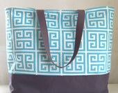 Towers Turquoise XL Extra Large BIG Tote Bag  / Beach Bag - Ready to Ship