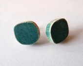 Pine green dot earrings