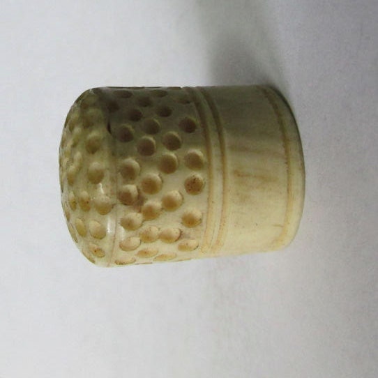 Antique Hand Carved Ox Bone Chinese Sewing Thimble