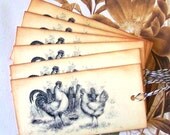 Tags Vintage Style French Country Rooster Chicken Handmade T007