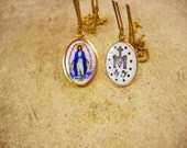 Vintage 1830 Hungarian  Enamel Miraculous Portrait GOLD ICON necklace Sacred Heart