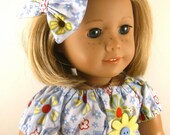American Girl Doll Clothes Peasant Dress Fits 18 Inch Dolls Girls Toys Matching Hair Bow